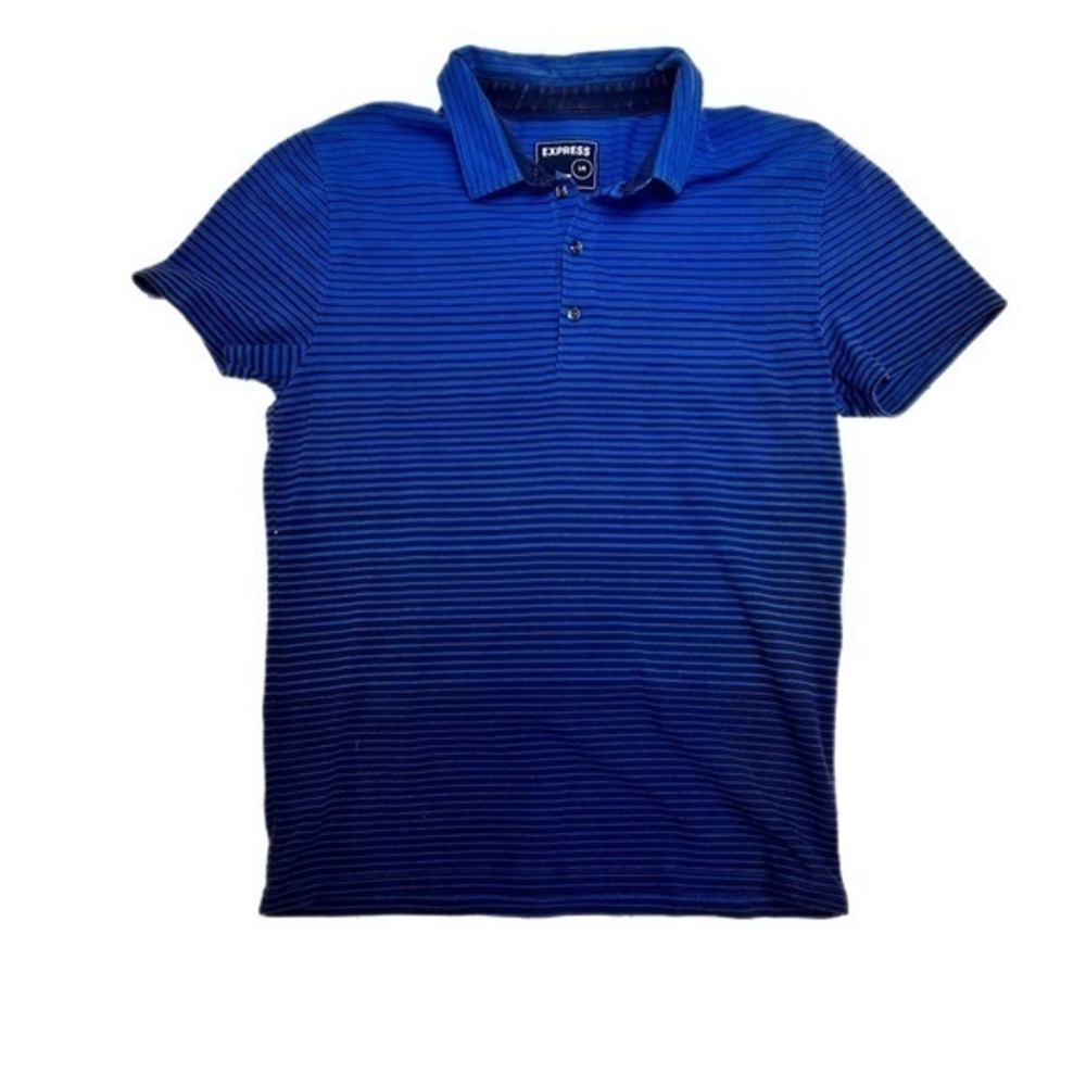 Express Men’s Blue Striped Three Button Casual Pullover Polo. Size L
